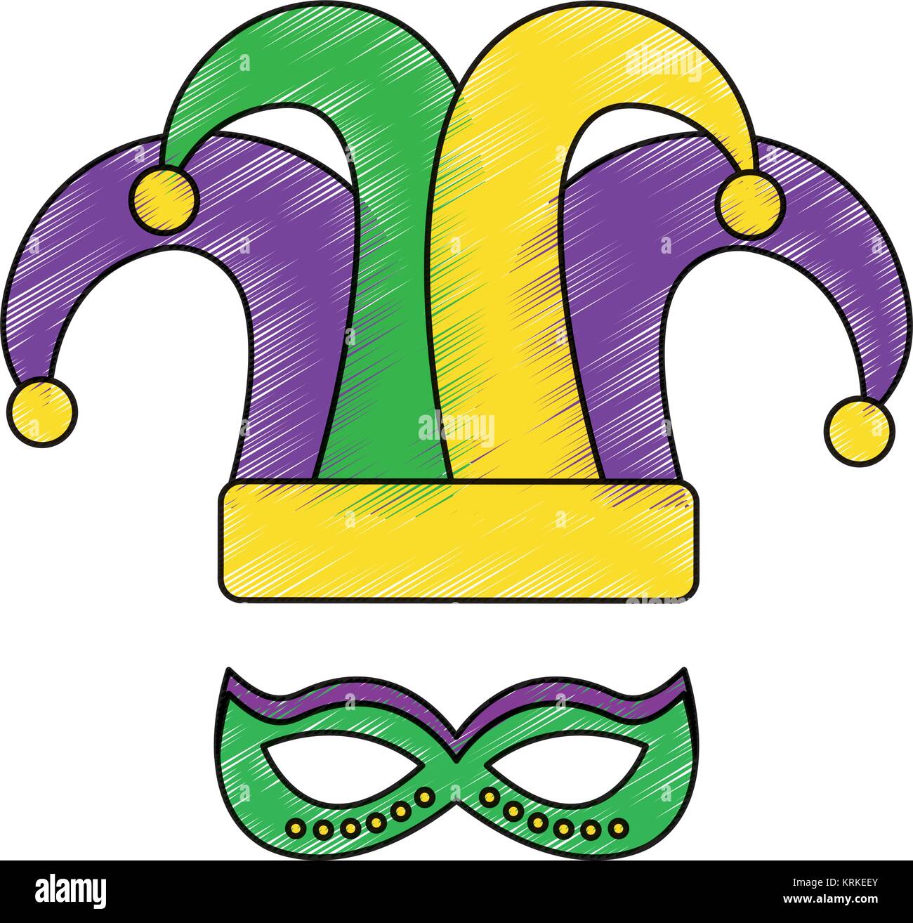Masque chapeau arlequin carnaval mardi gras droit Image Vectorielle Stock -  Alamy