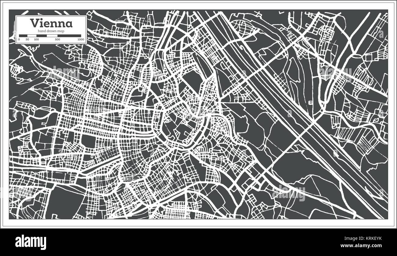 Vienne Autriche Carte en style rétro. Vector Illustration. Une carte de Noël. Illustration de Vecteur