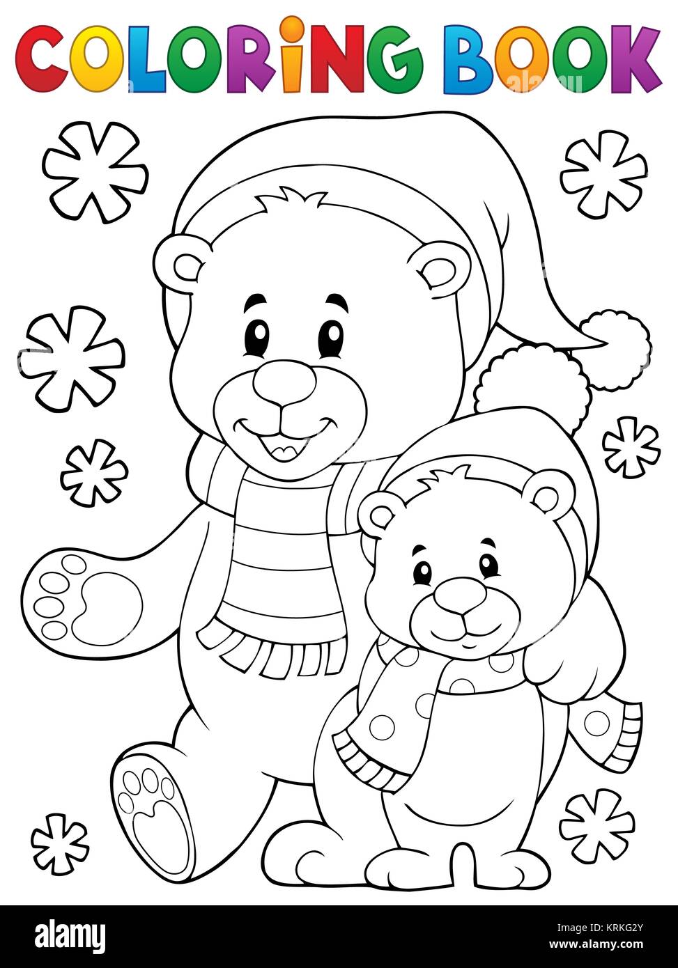 Livre de coloriage ours d'hiver thème 1 Banque D'Images