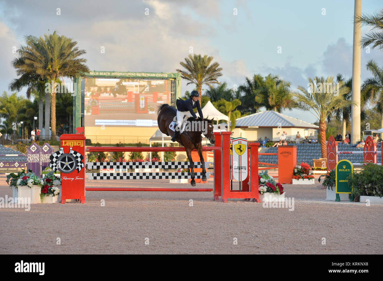 WELLINGTON, FL - MARS 01 : Beezie Madden participants à la somme de 150 000 diamants Lugano Grand Prix. Le 2015 Winter Equestrian Festival, a conclu sa huitième semaine de compétition le dimanche avec une victoire pour Todd Minikus (USA) et deux cygnes Babalou des fermes dans le 41 dans le Grand Prix de 150 000 $ le CEPA 4*, présenté par Lugano en diamants. La paire a conduit un cheval 10 avec un top trois pour terminer les États-Unis dans cette semaine de compétition du CEPA final. Beezie Madden (USA) et Simon a terminé deuxième, et Meagan Nusz (USA) et Dynamo placé troisième au Palm Beach International Equestrian Center le 1 mars 2015 dans W Banque D'Images