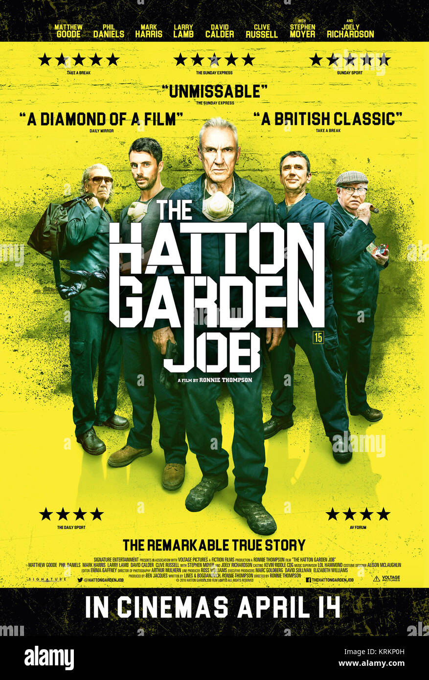 DATE DE SORTIE : Avril 14, 2017 Title : émerveillé STUDIO : films de fiction Directeur : Ronnie Thompson Résumé : En avril 2015, le coffre-fort de Hatton Garden Company, un souterrain-facilité de dépôt dans la région de Hatton Garden, a été cambriolé par 4 hommes âgés. Le total de vol peut avoir une valeur de jusqu'à 200 millions de livres, l'incident a été appelé le 'plus grand cambriolage en anglais l'histoire juridique.' AVEC : Affiches (crédit Image : © Films de fiction/photos) Banque D'Images