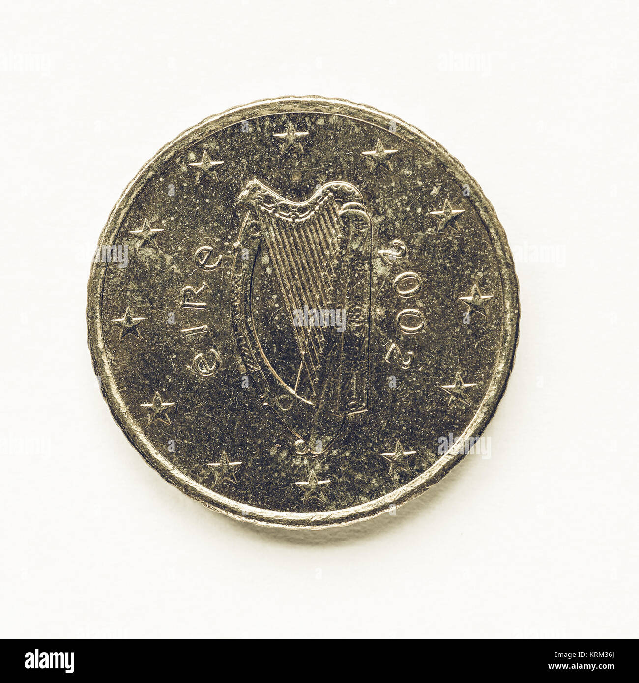 Pièce de 50 cents irlandais Vintage Banque D'Images