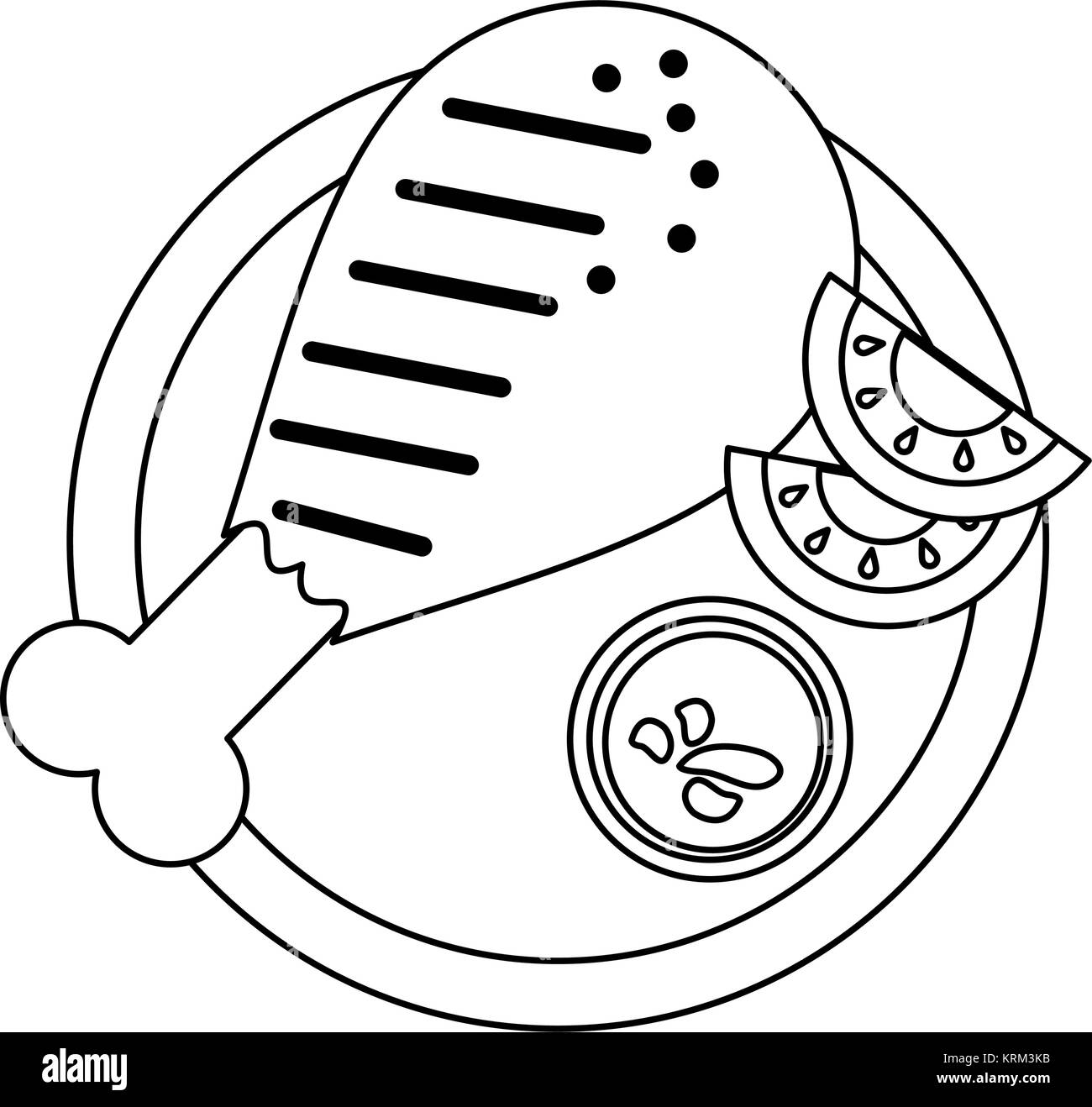 Cuisse de poulet avec salade Illustration de Vecteur