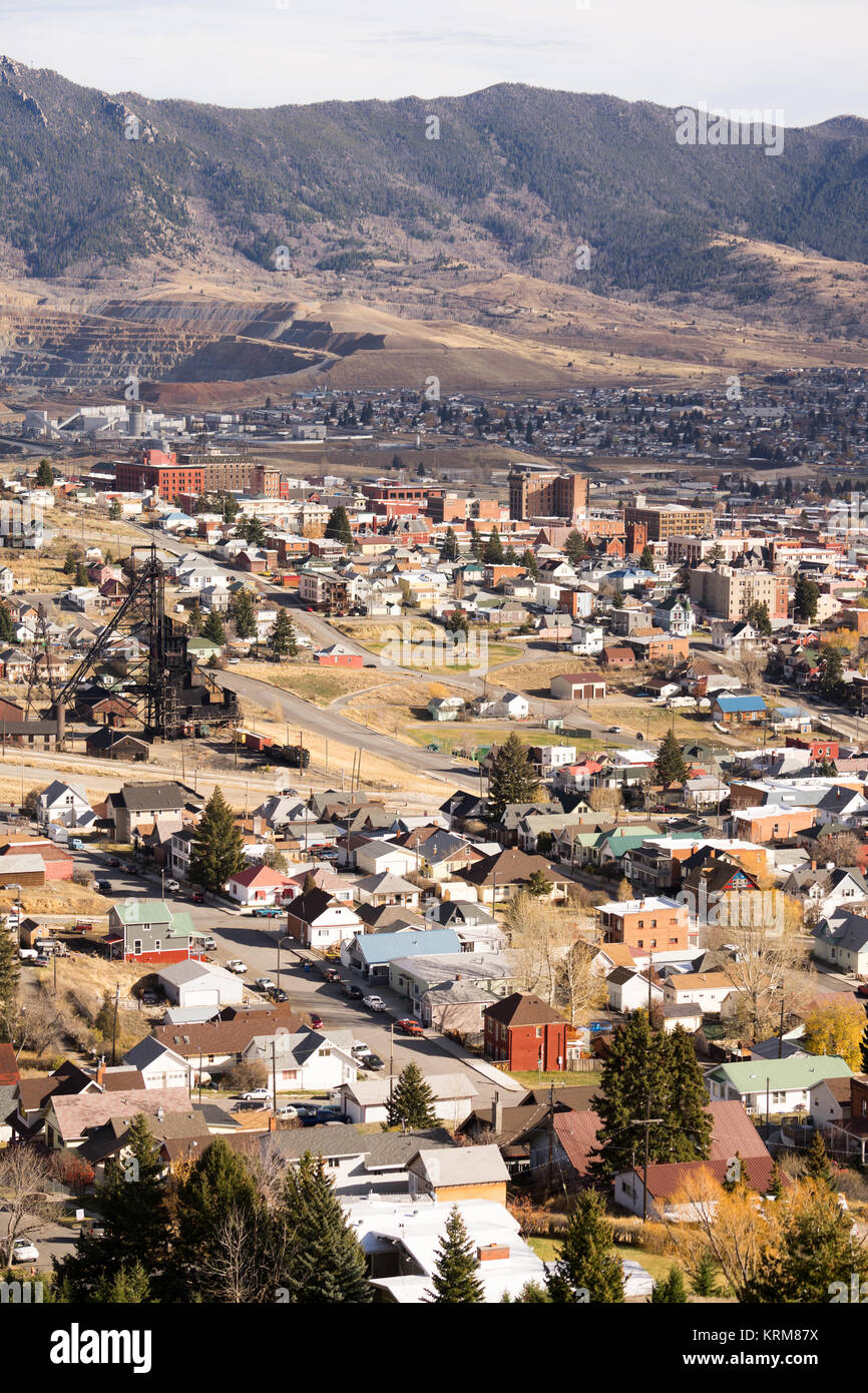 High Angle donnent sur le centre-ville de Walkerville Montana USA United States Banque D'Images