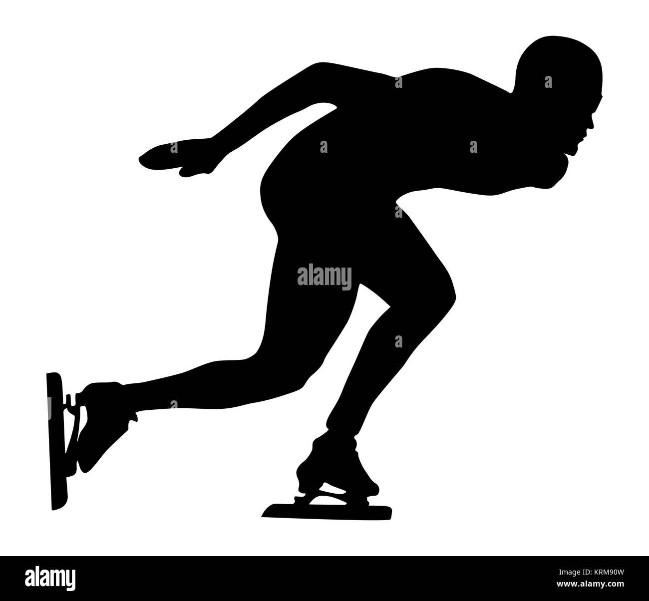 Le patineur de vitesse de l'athlète homme patinage sur glace silhouette noire Banque D'Images