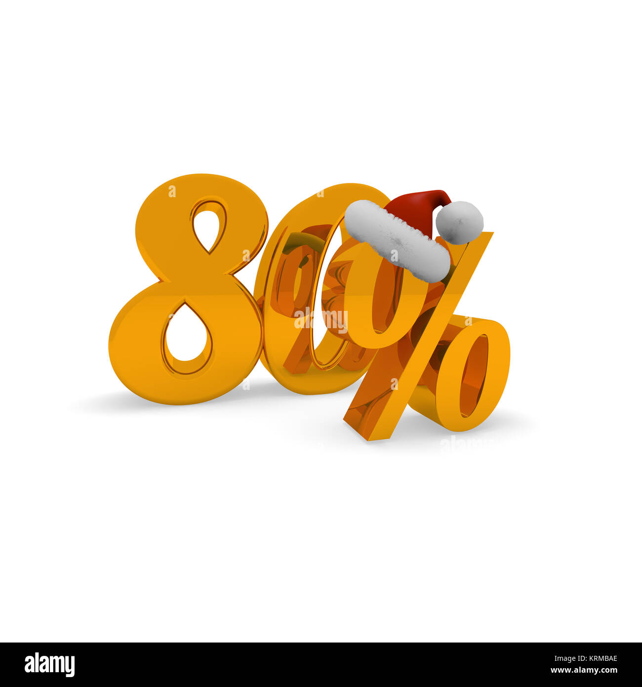 80  % de rabais concept avec chapeau de Santa, rendu 3D Banque D'Images