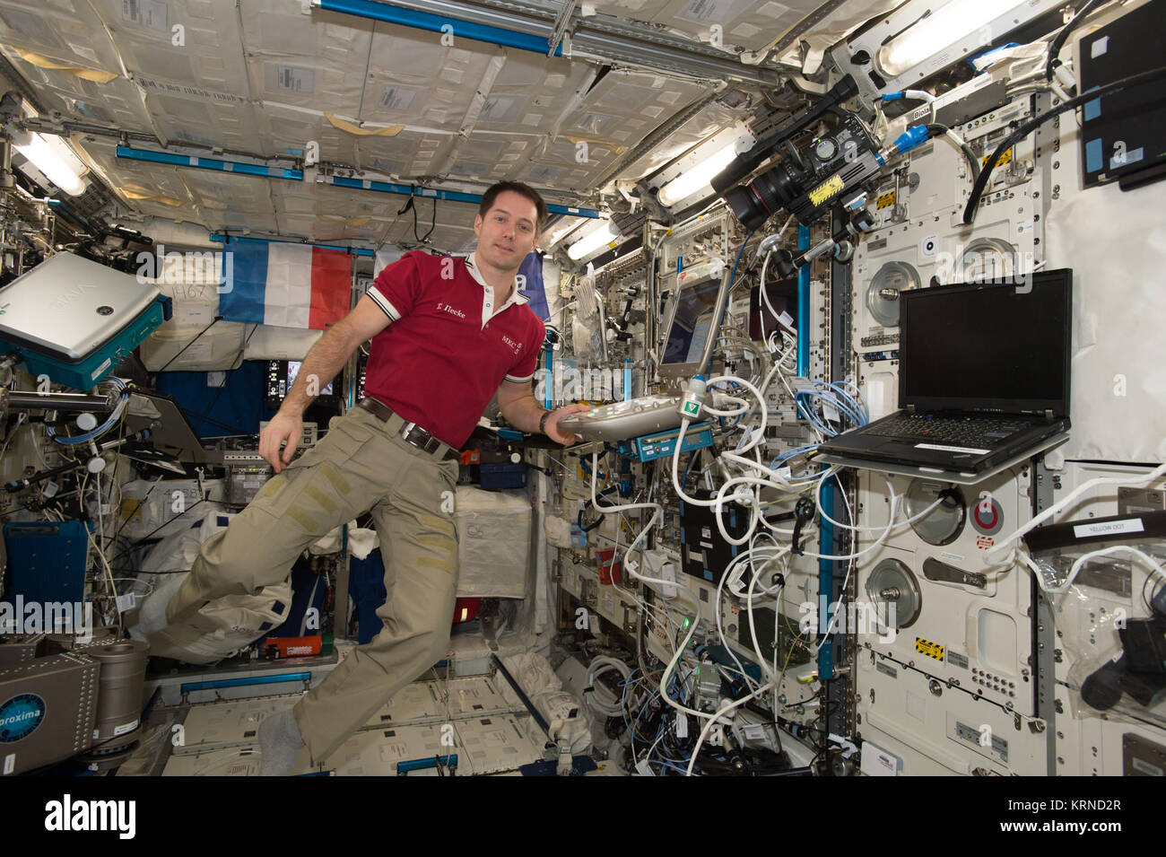 ISS-51 Thomas Pesquet travaille dans le laboratoire Columbus Banque D'Images