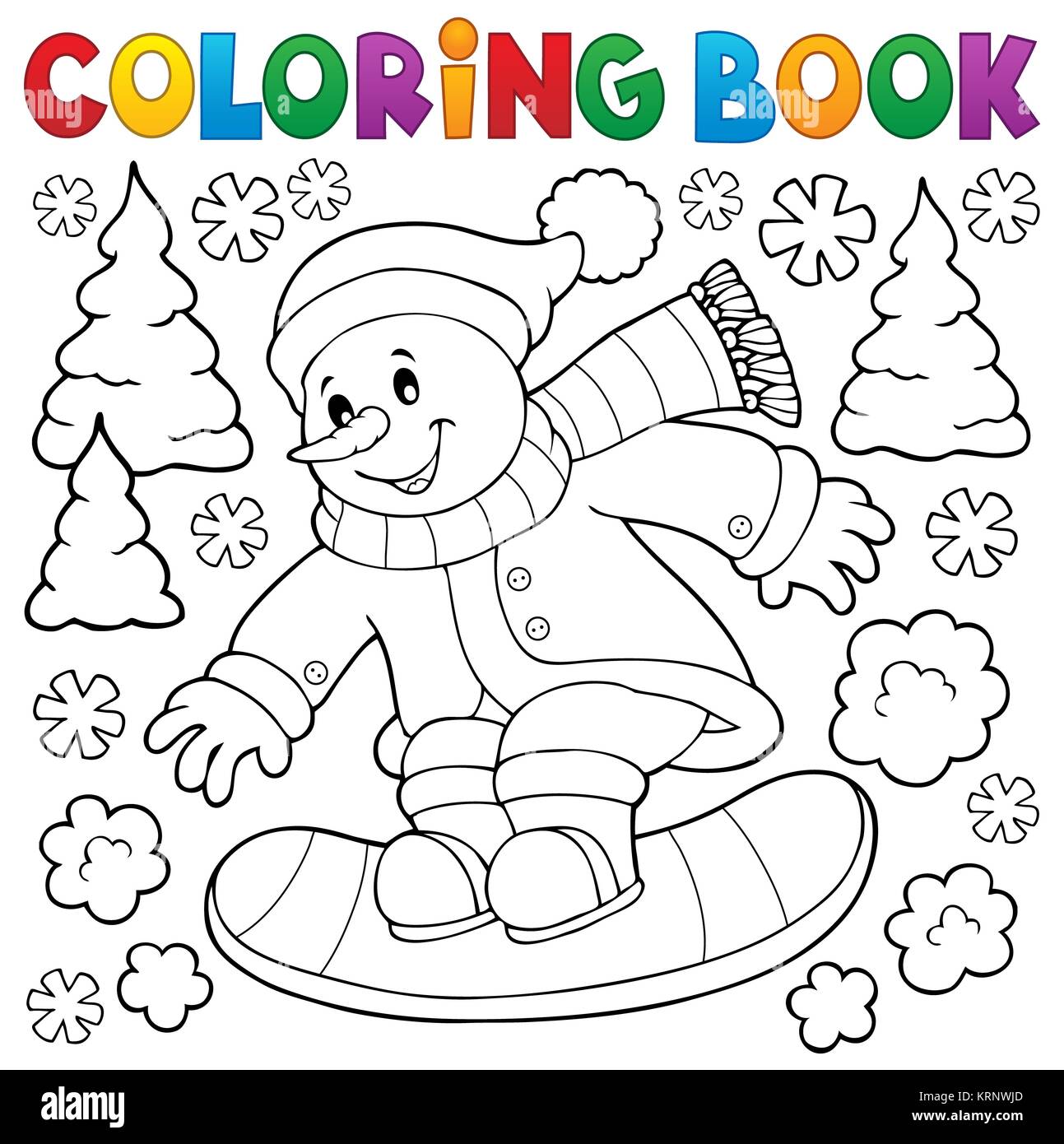 Livre de coloriage sur le bonhomme des neiges Stock