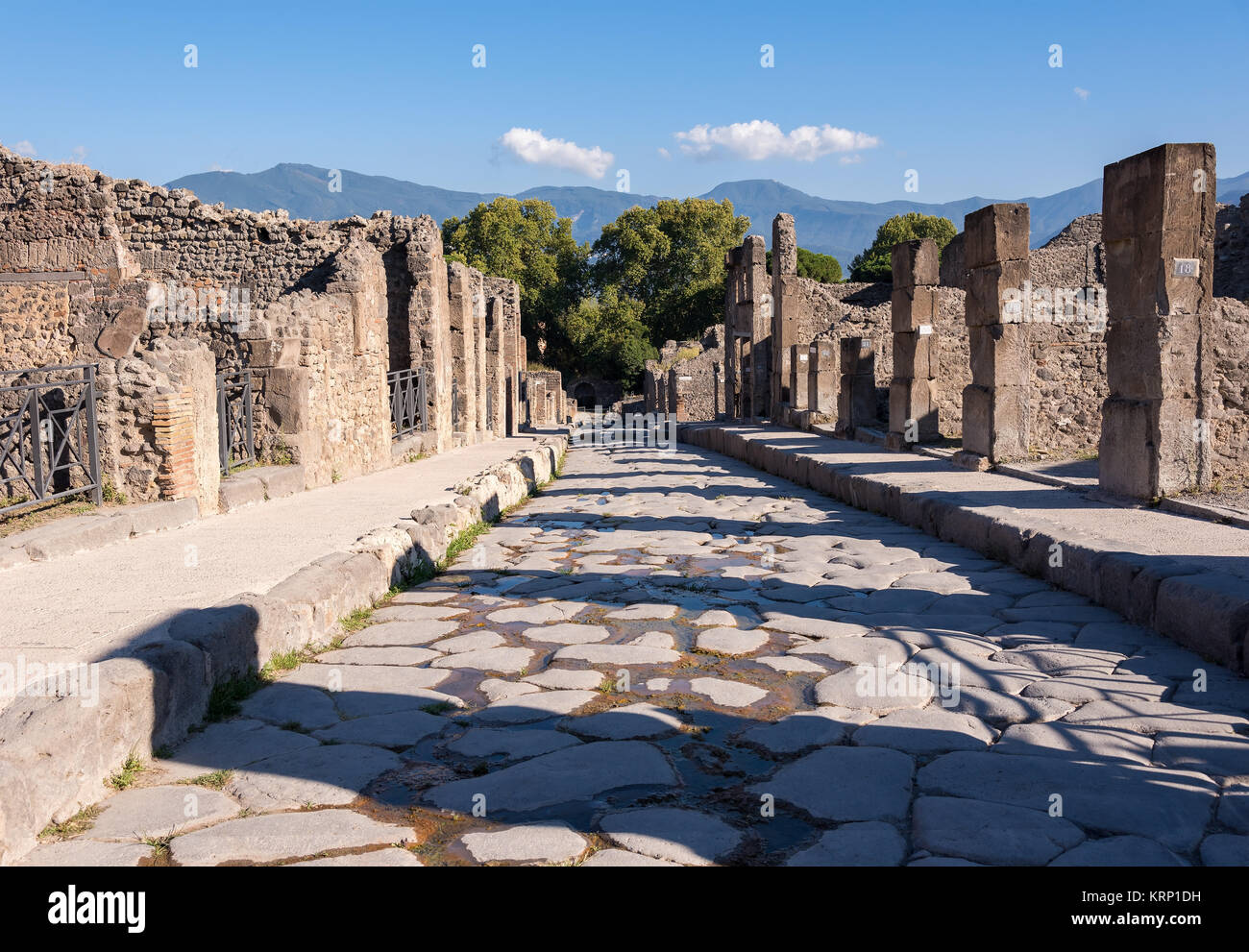 Street dans la ville antique de Pompéi, italie Banque D'Images