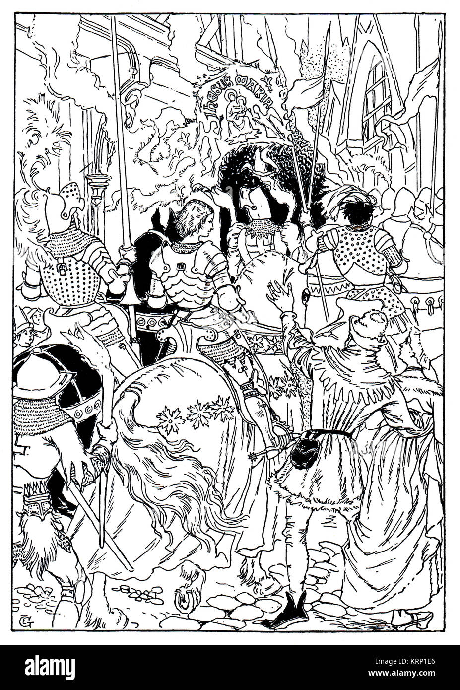 Jeanne d'Arc à Orléans, illustration par l'artiste Eugène Grasset du Volume 4 de la Studio Magazine Banque D'Images