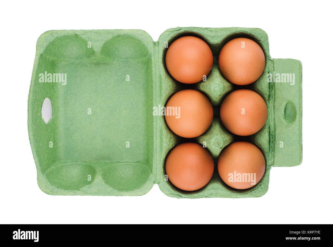 Eco Green Egg Carton emballage ouvert six Banque D'Images