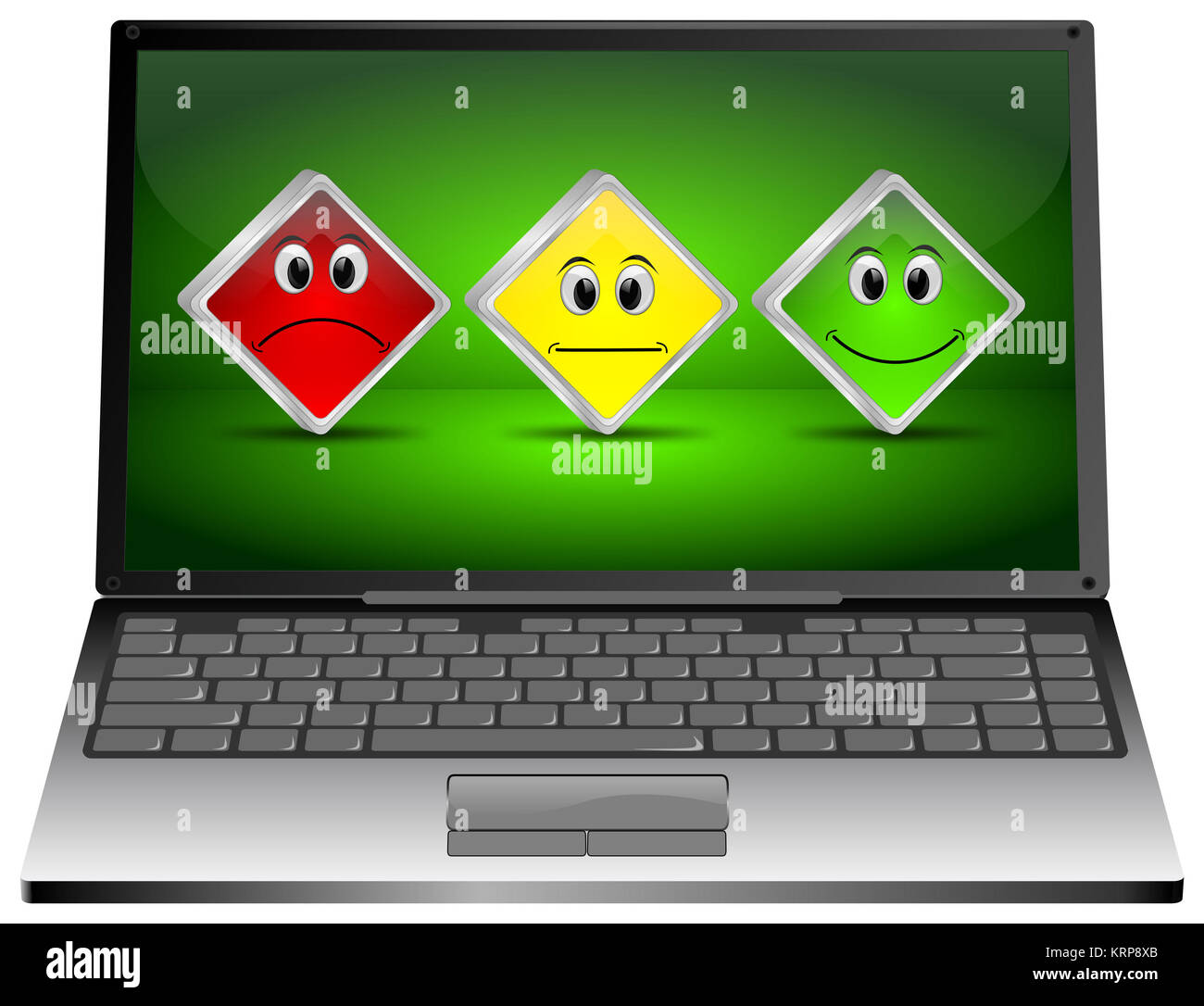 Ordinateur portable avec boutons de vote - 3D illustration Banque D'Images