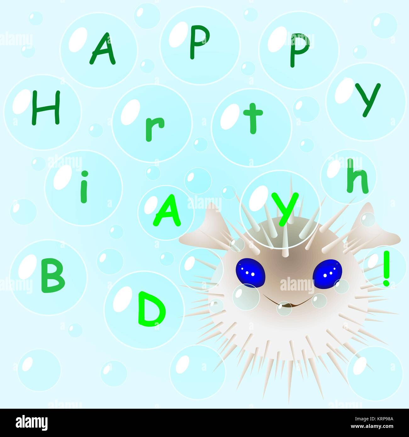 Poisson Fugu Dans Des Bulles Felicite Joyeux Anniversaire Felicitations Carte De Souhaits Image Vectorielle Stock Alamy