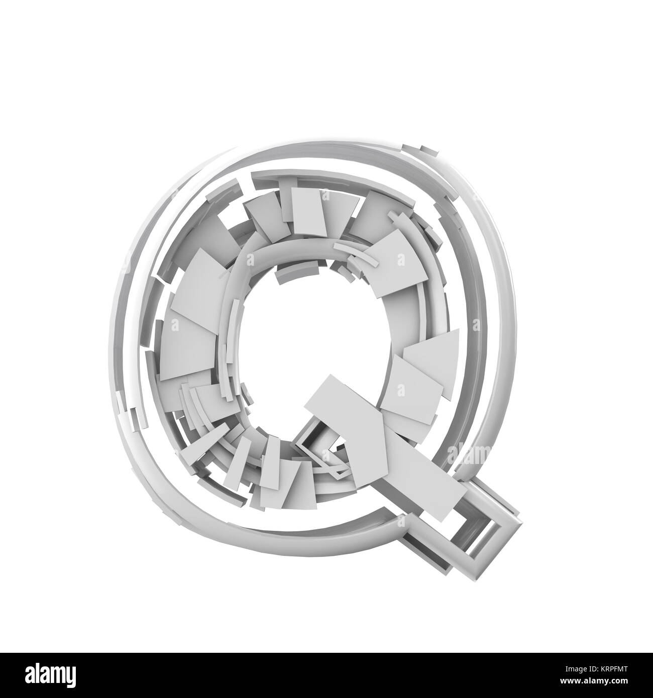 Lettre Q, abstrait géométrique fragmentée font. Le Rendu 3D Banque D'Images