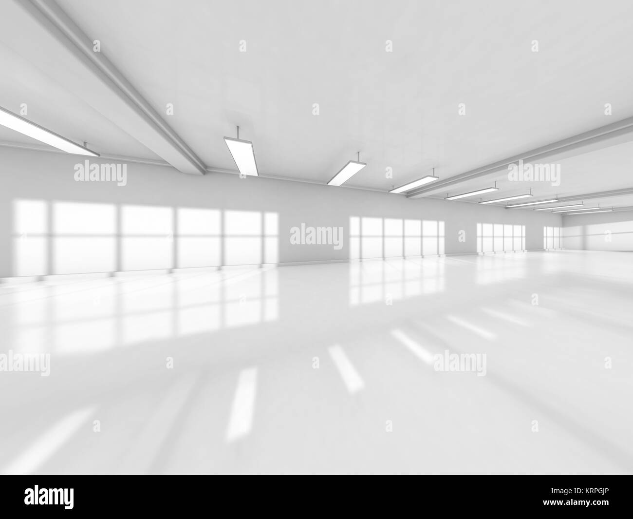 Résumé L'architecture moderne, l'arrière-plan blanc vide de l'espace ouvert de l'intérieur. Le rendu 3D Banque D'Images