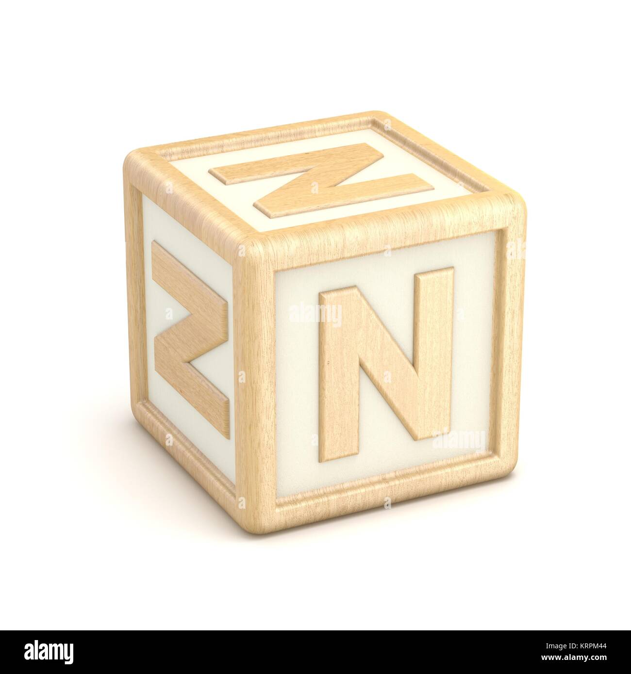 Lettre N wooden alphabet blocks font la rotation. 3D Banque D'Images