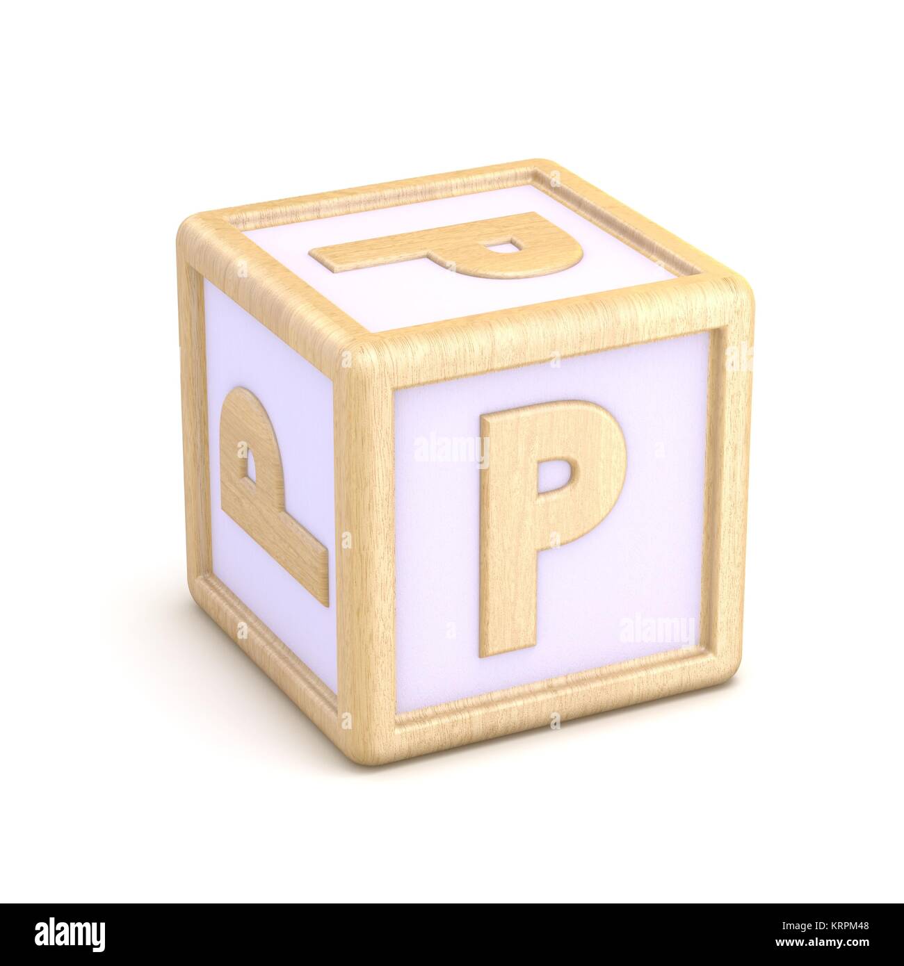 Lettre P wooden alphabet blocks font la rotation. 3D Banque D'Images