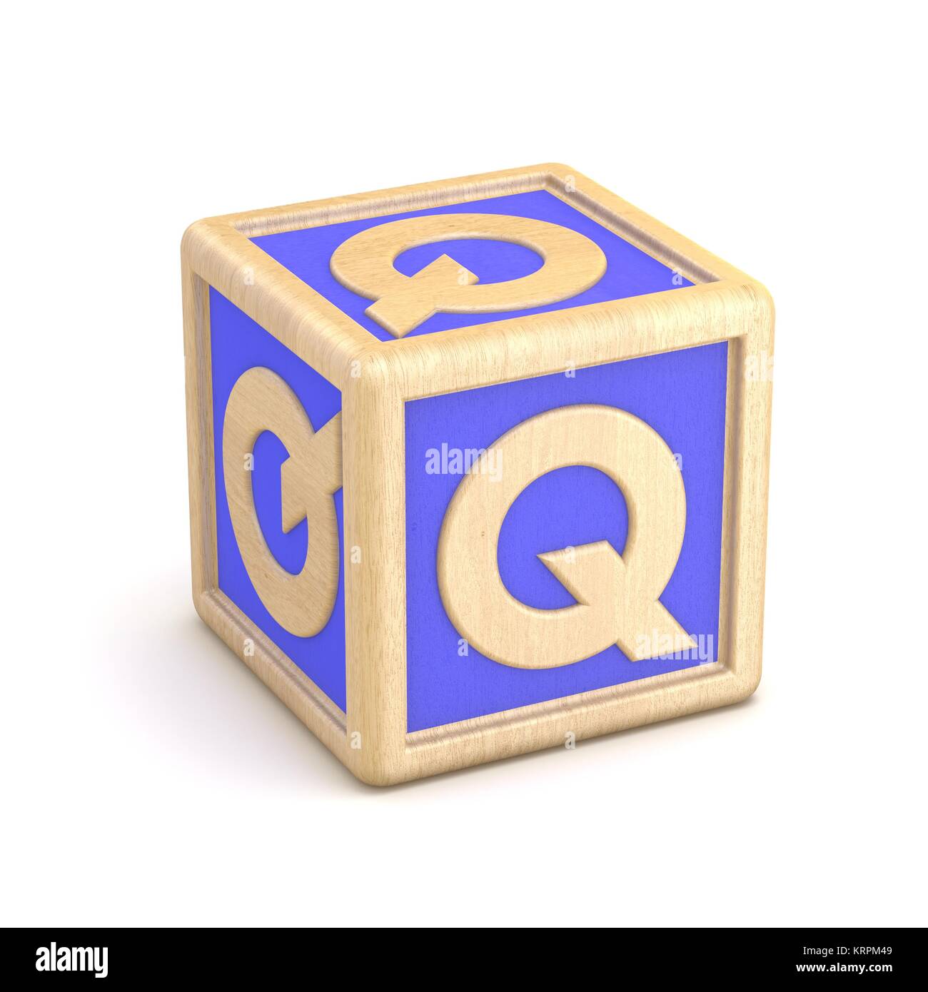 Lettre Q wooden alphabet blocks font la rotation. 3D Banque D'Images
