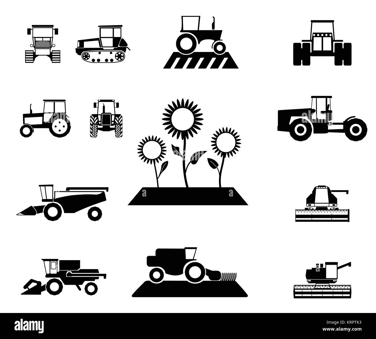 Vector set de machines agricoles sur un fond blanc Illustration de Vecteur