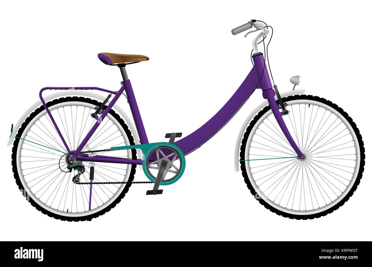 Mesdames purple urban sports bike isolé sur fond blanc Illustration de Vecteur