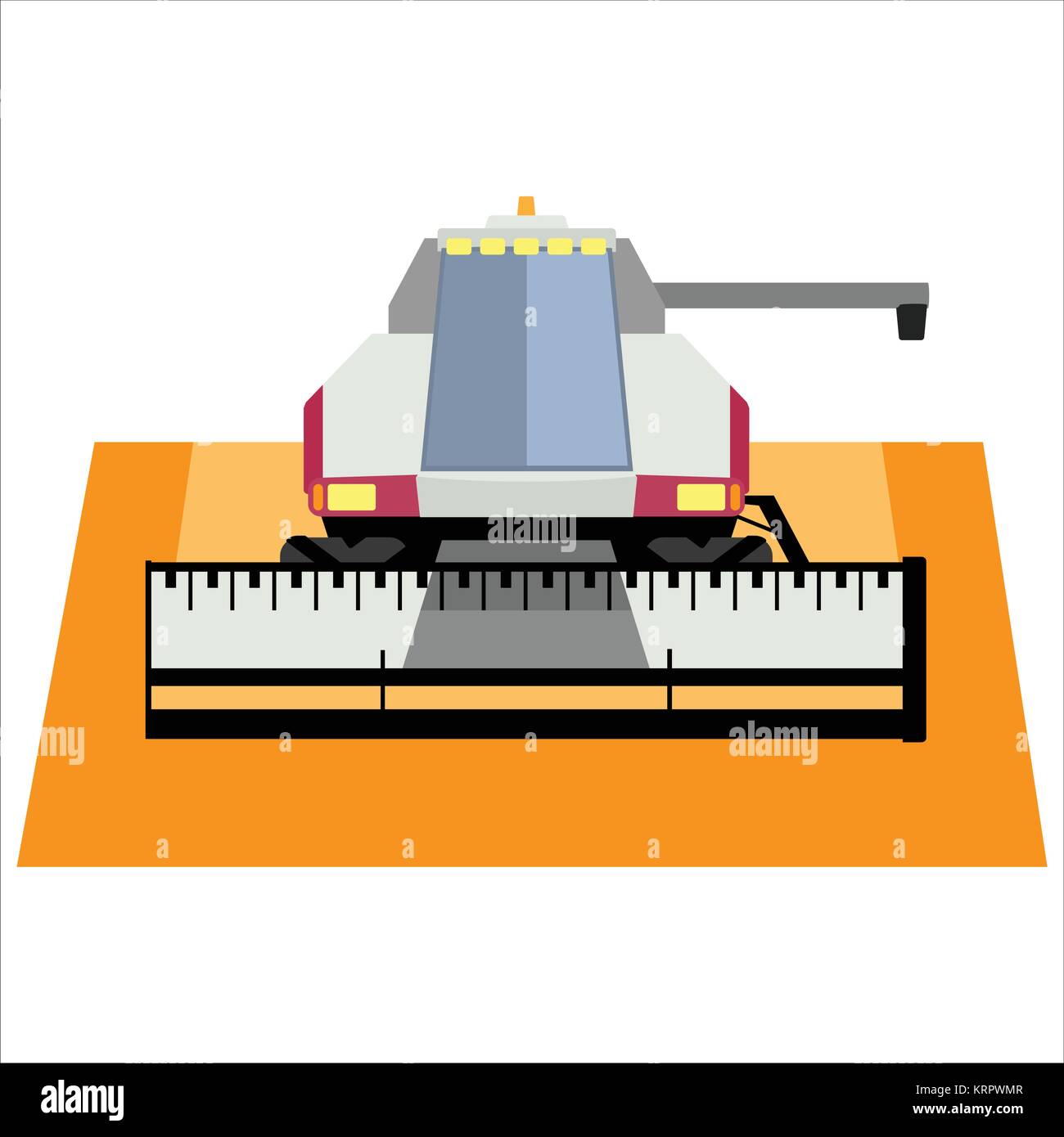 Moissonneuse-batteuse moderne rouge sur fond blanc Illustration de Vecteur
