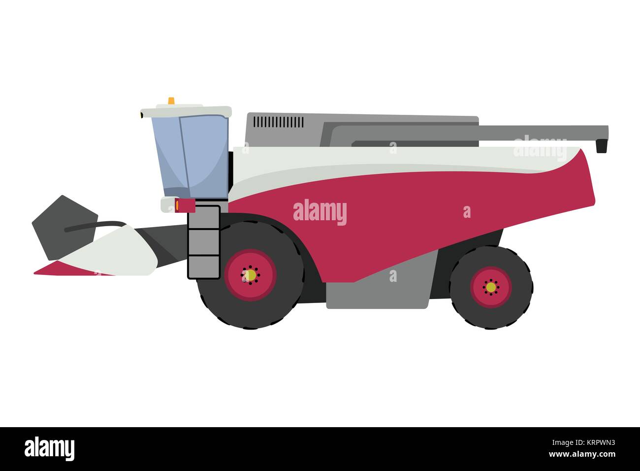 Moissonneuse-batteuse moderne rouge sur fond blanc Illustration de Vecteur