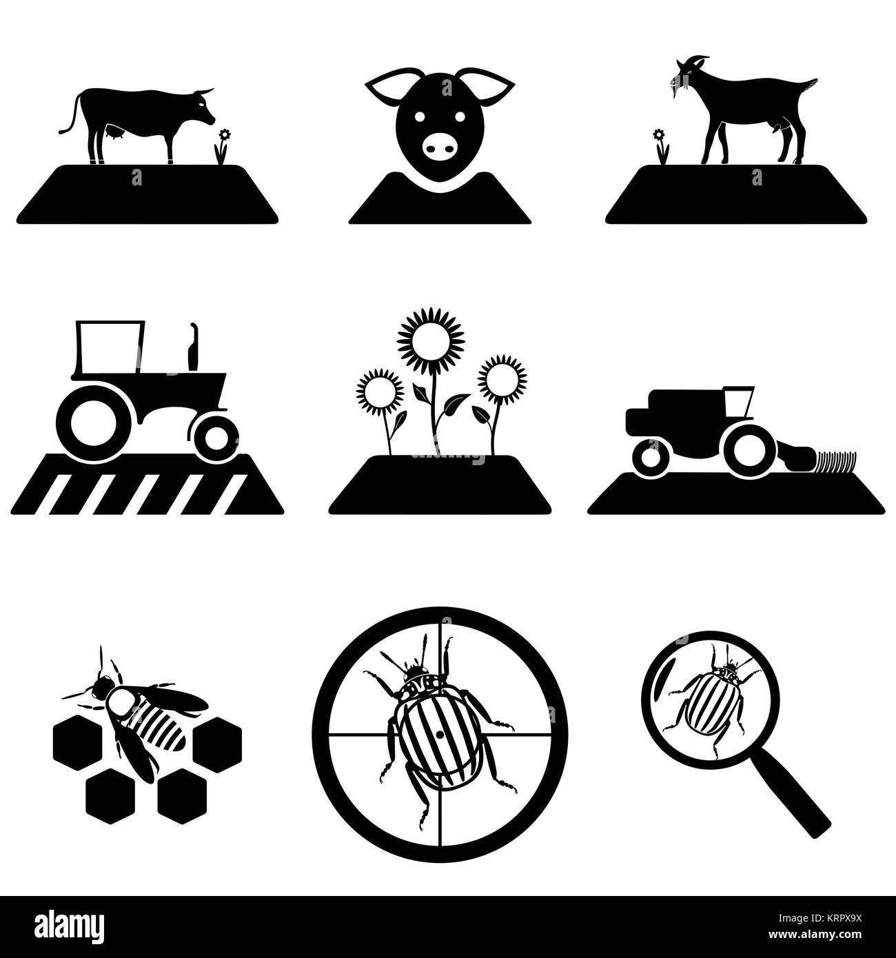 Vector set agricole isolé sur fond blanc Illustration de Vecteur