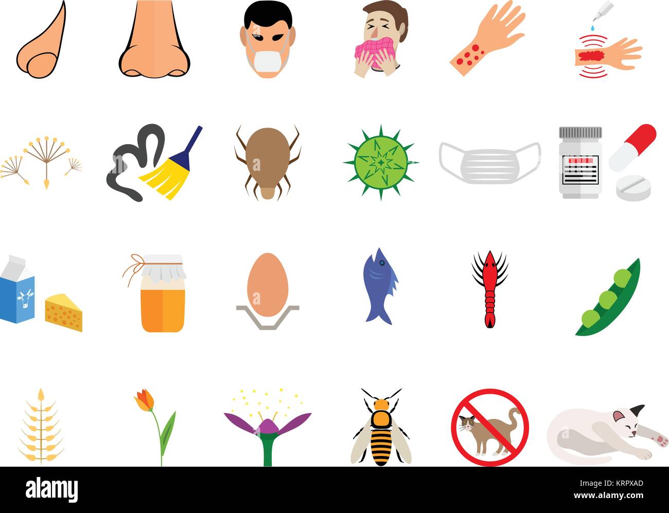 Ensemble d'icônes d'allergie dans un appartement design - illustration sur fond gris Illustration de Vecteur