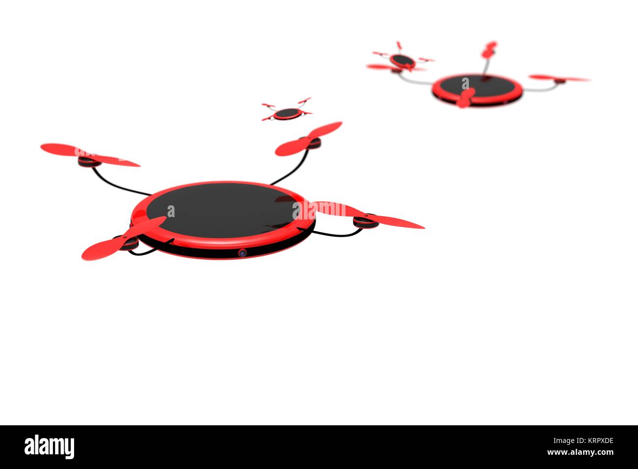 Le rendu 3D de drone colorés avec 4 caméras autour d'elle Banque D'Images