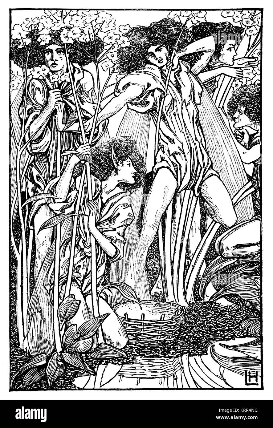 Plume et encre illustration par Laurence Housman, à partir de 1894 la fin de l'Elfintown, Macmillan & Co, London Banque D'Images