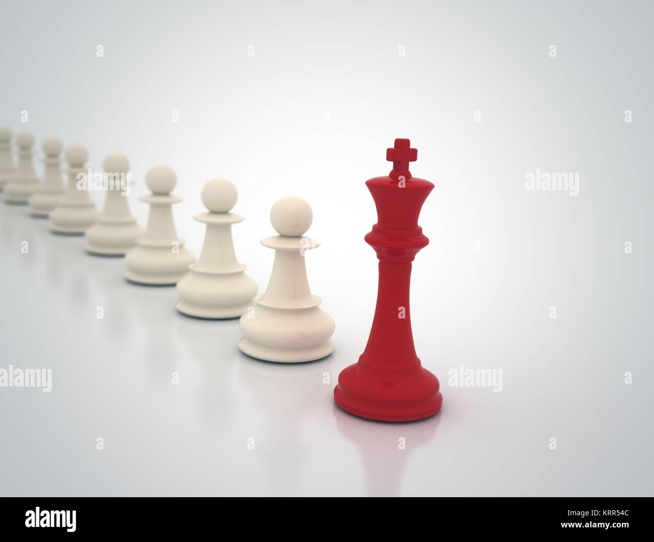 Roi d'échecs rouge leader. Les dirigeants de l'entreprise 3D render Banque D'Images