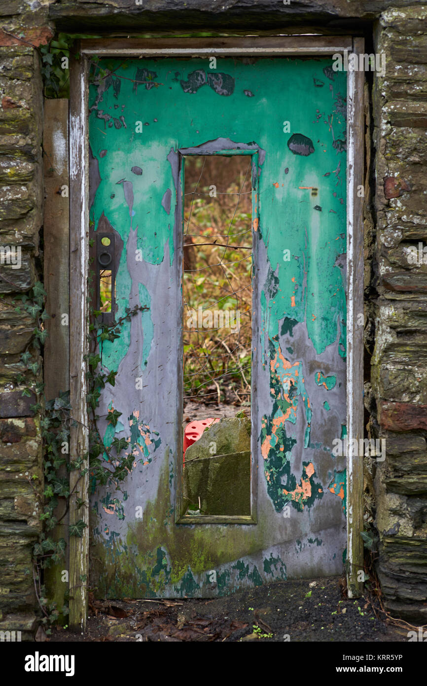 Trou dans une porte en bois Banque D'Images