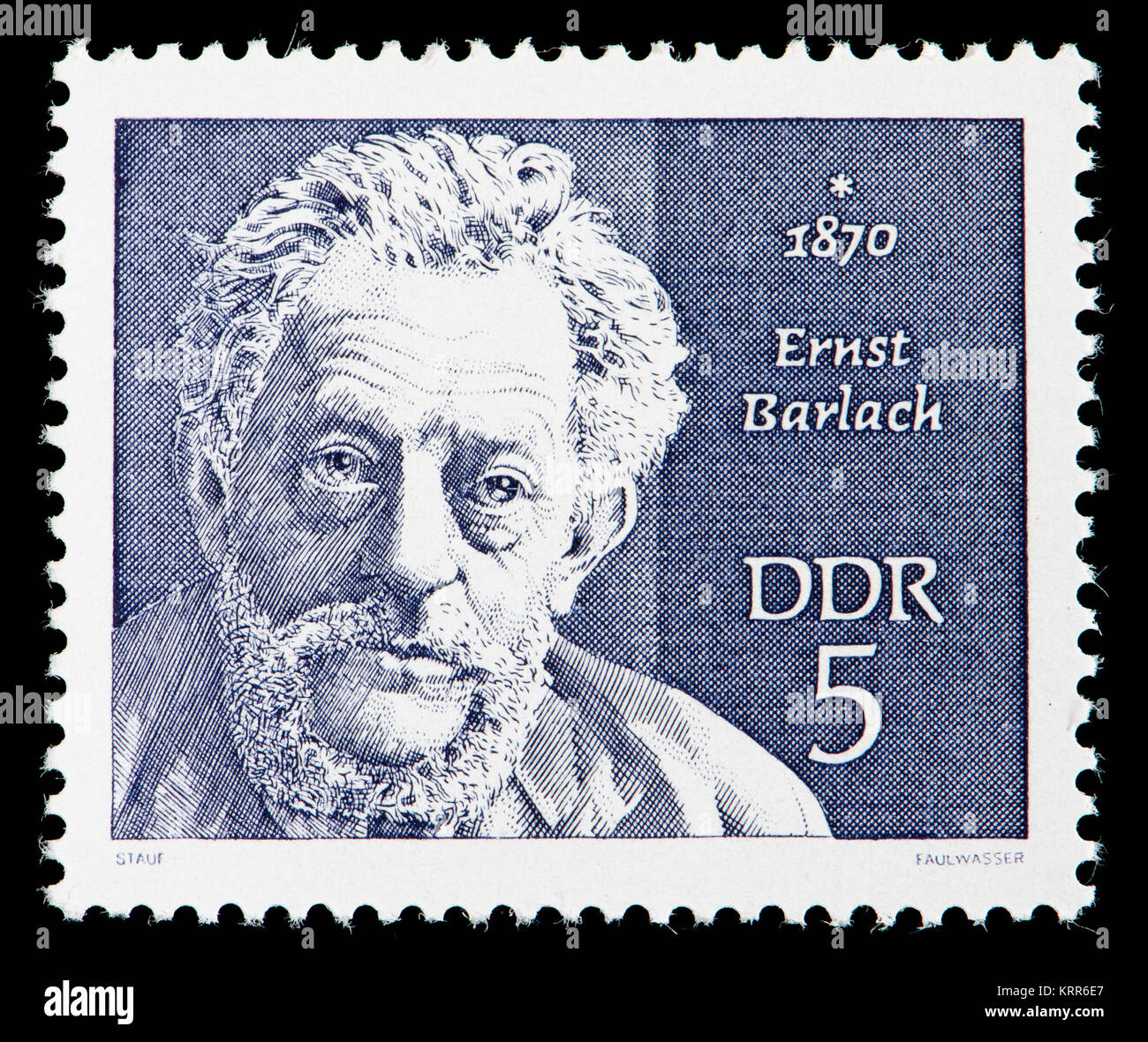 L'allemand de l'Est (DDR) timbre-poste (1970) : Ernst Barlach (1870 - 1938) sculpteur expressionniste allemand, graveur et écrivain Banque D'Images