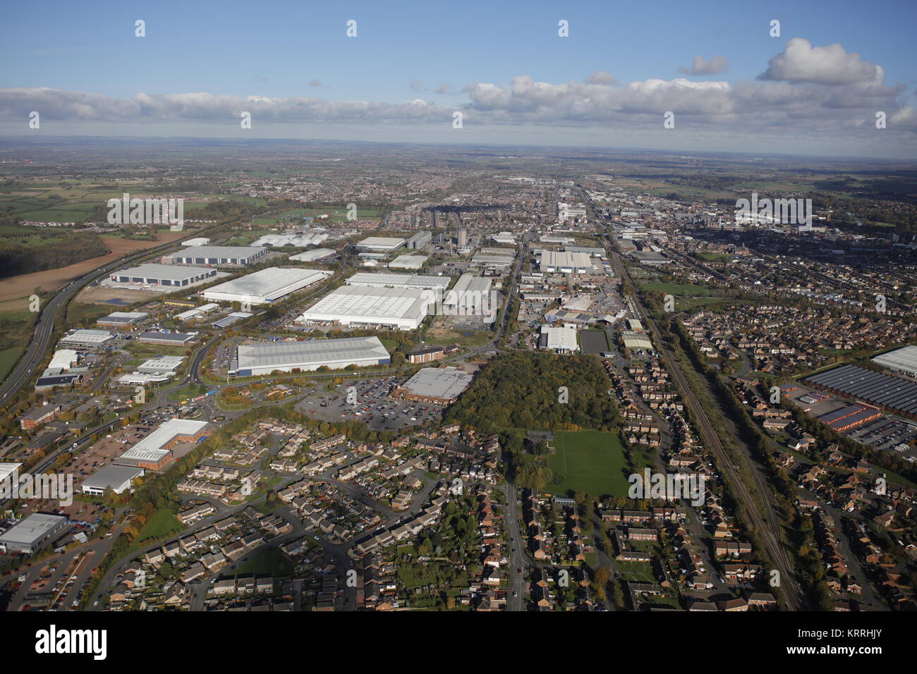 Une vue aérienne de Burton upon Trent, une ville dans le Staffordshire Banque D'Images