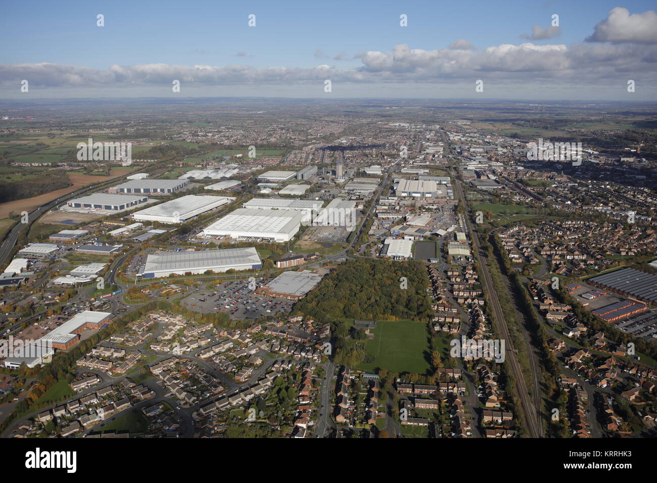 Une vue aérienne de Burton upon Trent, une ville dans le Staffordshire Banque D'Images