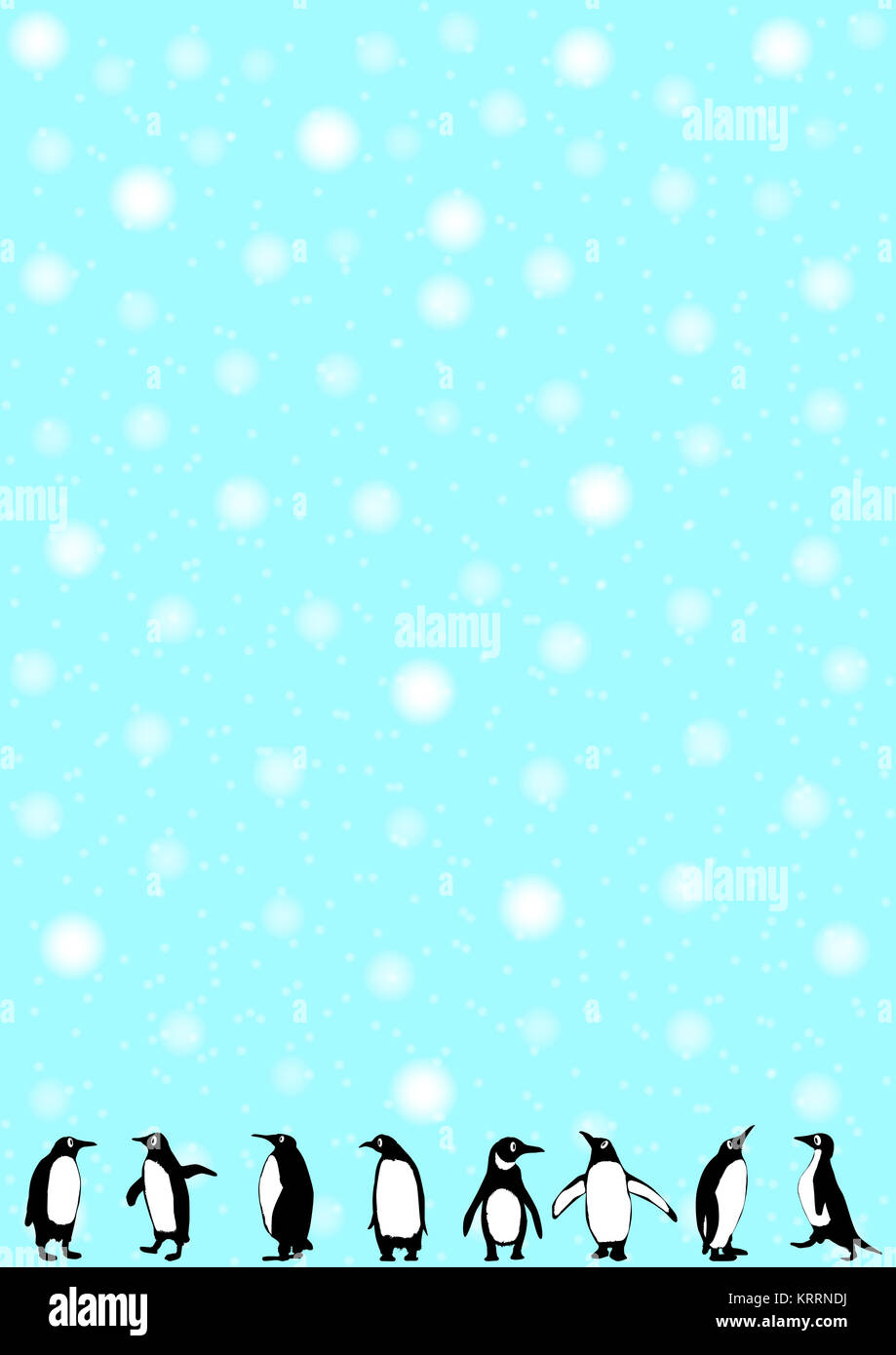 Des pingouins dans un blizzard Banque D'Images