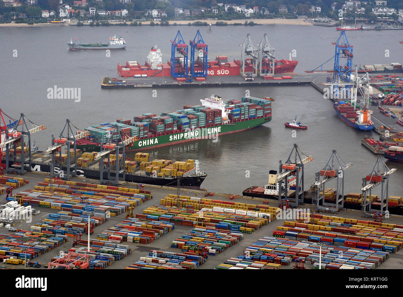 Container Terminal Altenwerder (LTC), port de Hambourg. Vue aérienne Banque D'Images