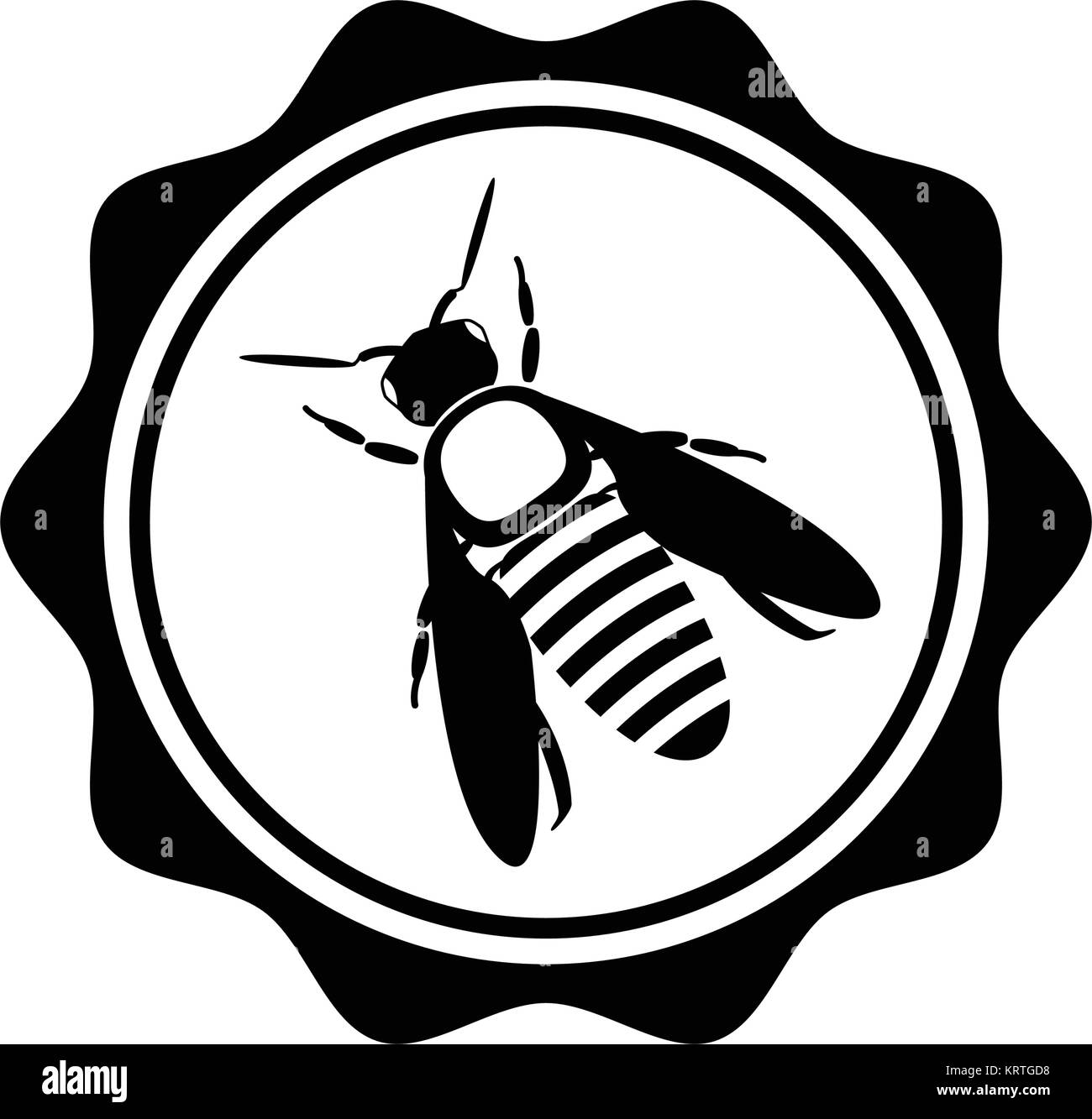 L'icône de l'abeille ou silhouette. Logotype vectoriel isolé sur fond blanc. Illustration de Vecteur