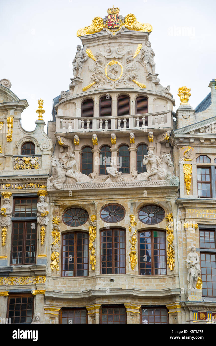 Façades de l'hôtel Le Cornet - l'une des guildes de Bruxelles, regroupés dans les neuf nations de Bruxelles Banque D'Images