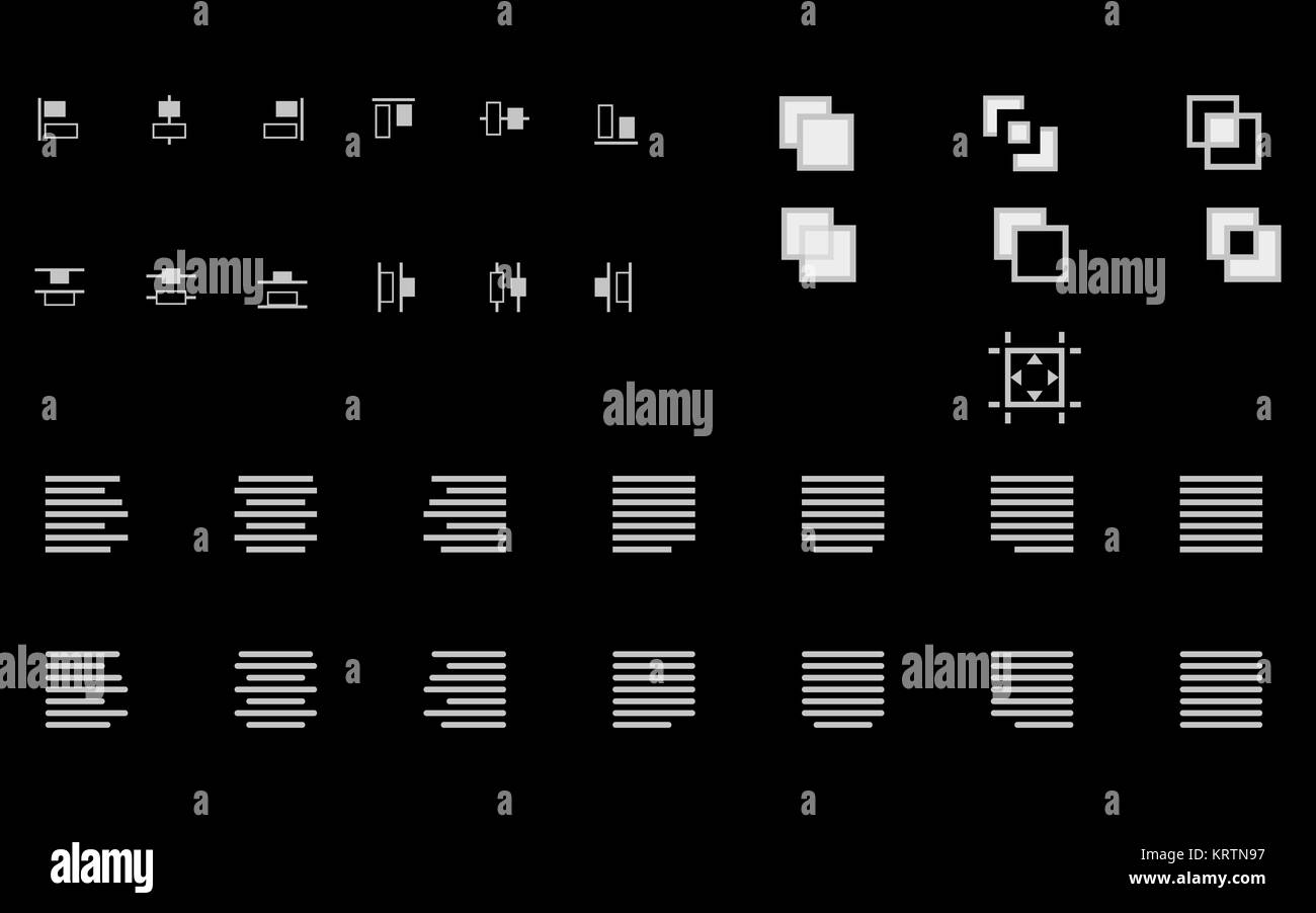 Ensemble d'aligner des formes, du texte et des objets vector icons pour le site web de l'application application mobile Banque D'Images