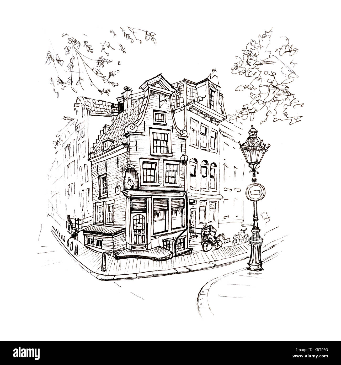 Vue sur la ville d'Amsterdam house et de la lanterne Banque D'Images