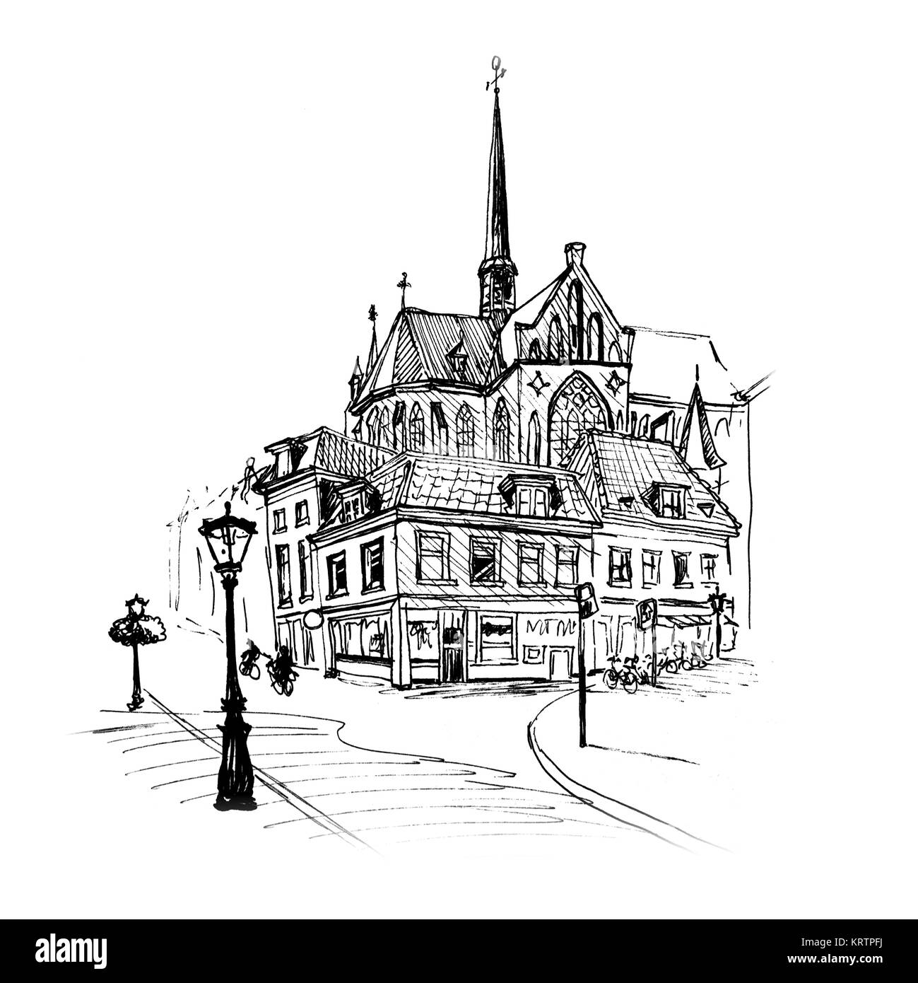 Vue sur la ville de house, de l'église et de la lanterne, Utrecht, Pays-Bas Banque D'Images