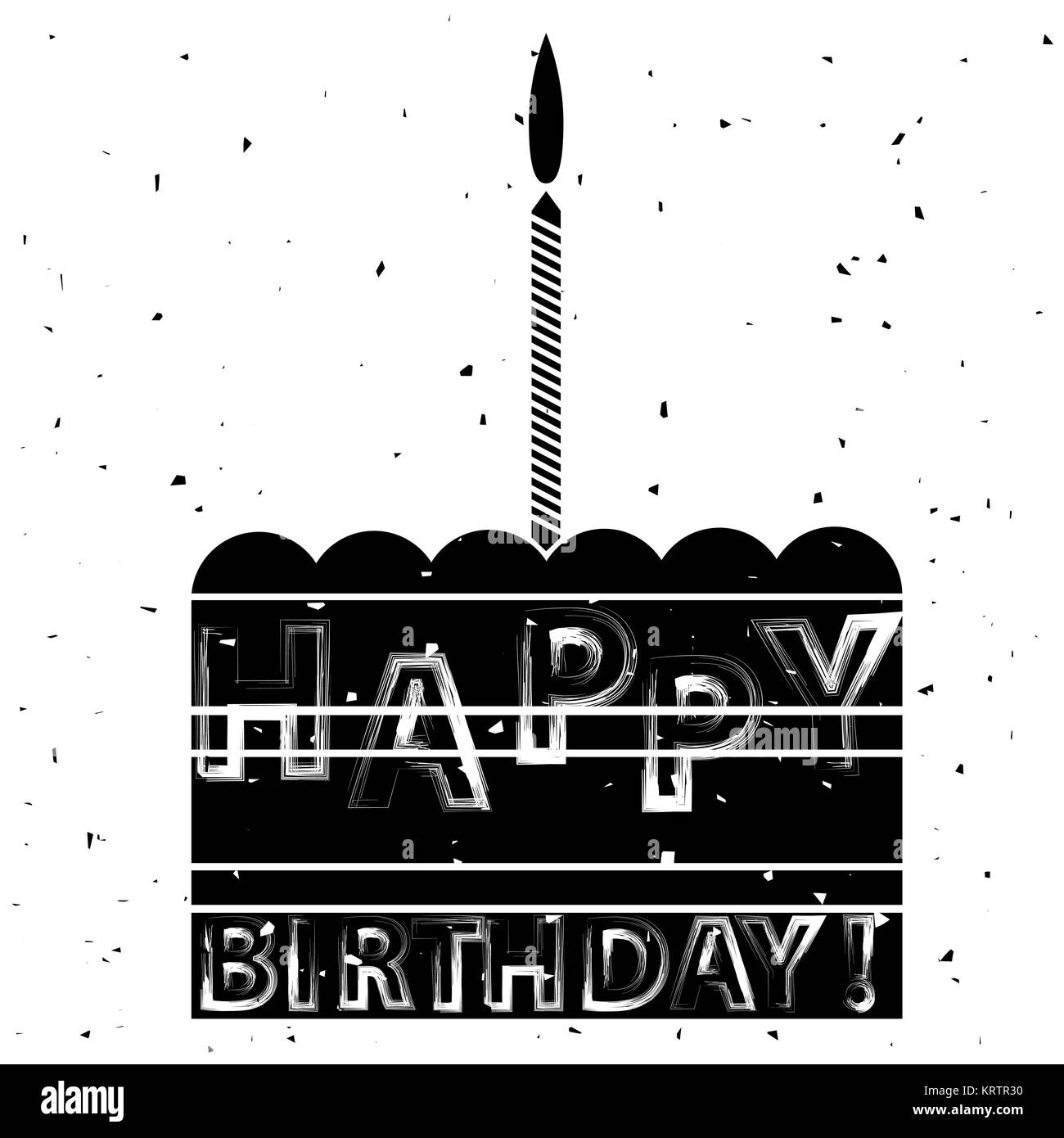 Bougie anniversaire gâteau et Silhouette Bannière Banque D'Images