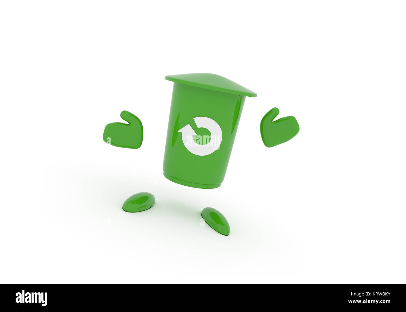 Poubelle verte avec une icône de récupération sur un fond blanc, 3d image  de recyclage Photo Stock - Alamy