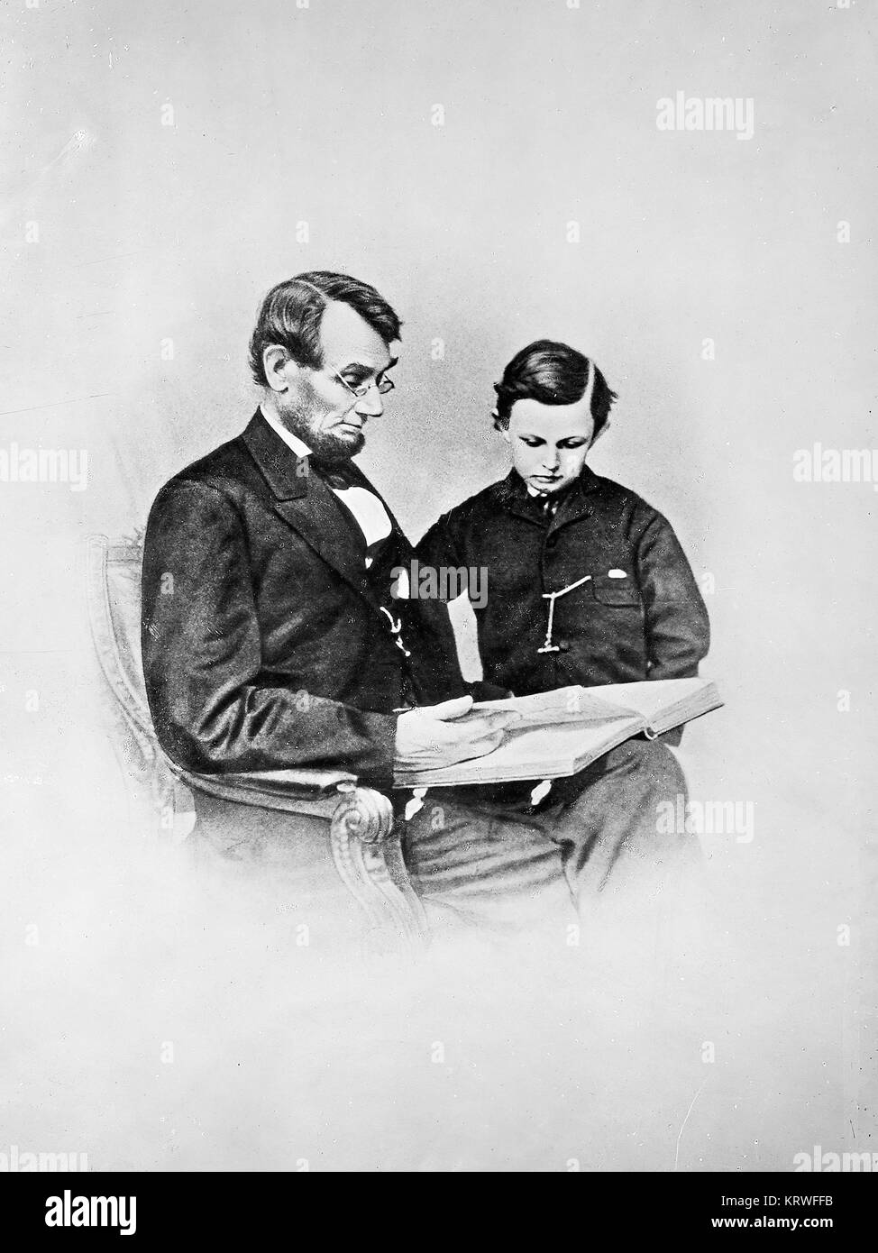 Le président Abraham Lincoln et Tad Lincoln Banque D'Images