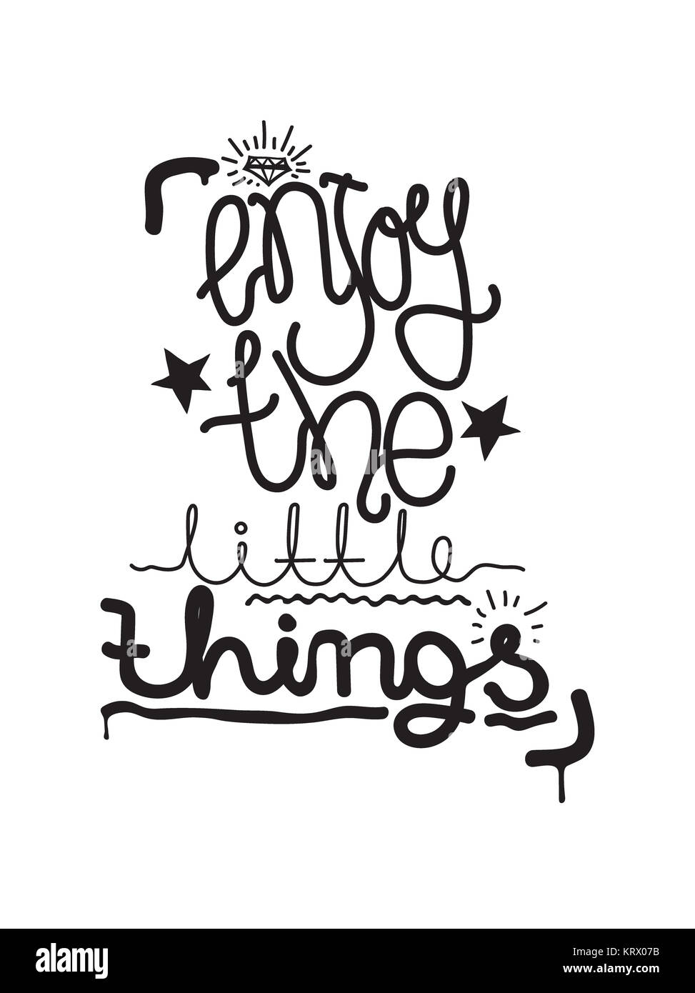 Apprécier les petites choses. Devis lettrage simple et universelle de la jeunesse Banque D'Images