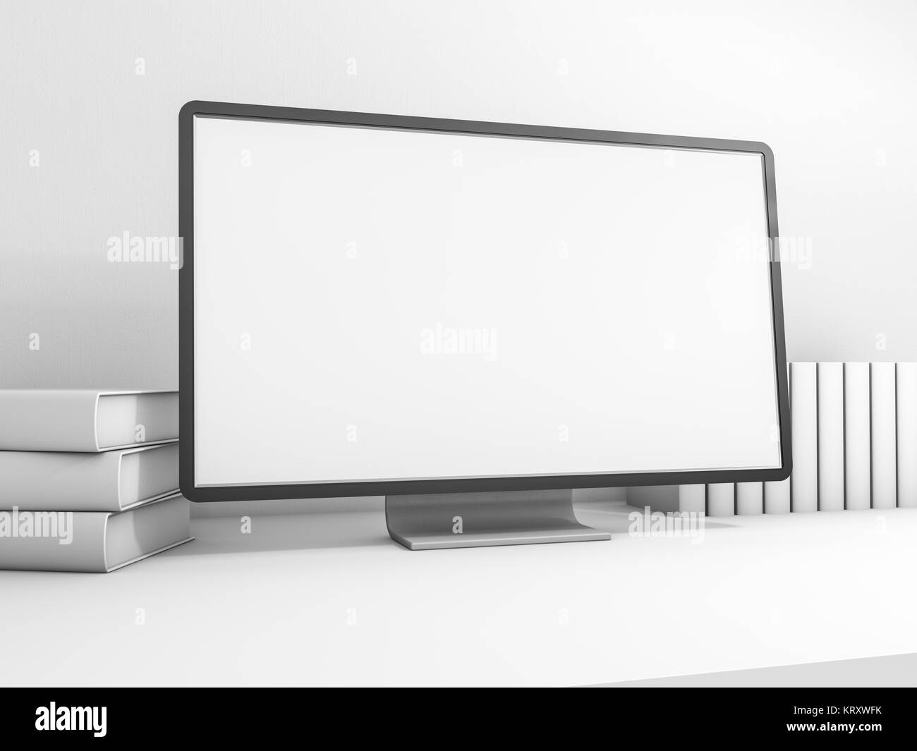 Espace de travail de l'ordinateur sur le tableau indiquant la écran blanc. Le rendu 3D Banque D'Images