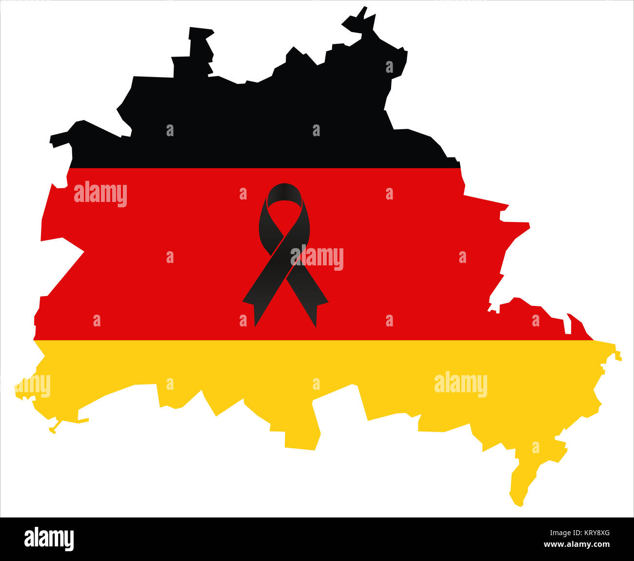 Carte de condoléances Berlin - ruban noir avec drapeau allemand Banque D'Images