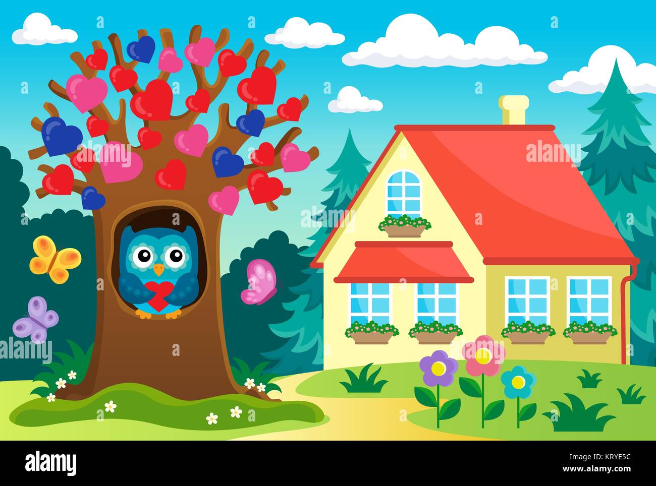 Arbre généalogique Valentine près de house Banque D'Images