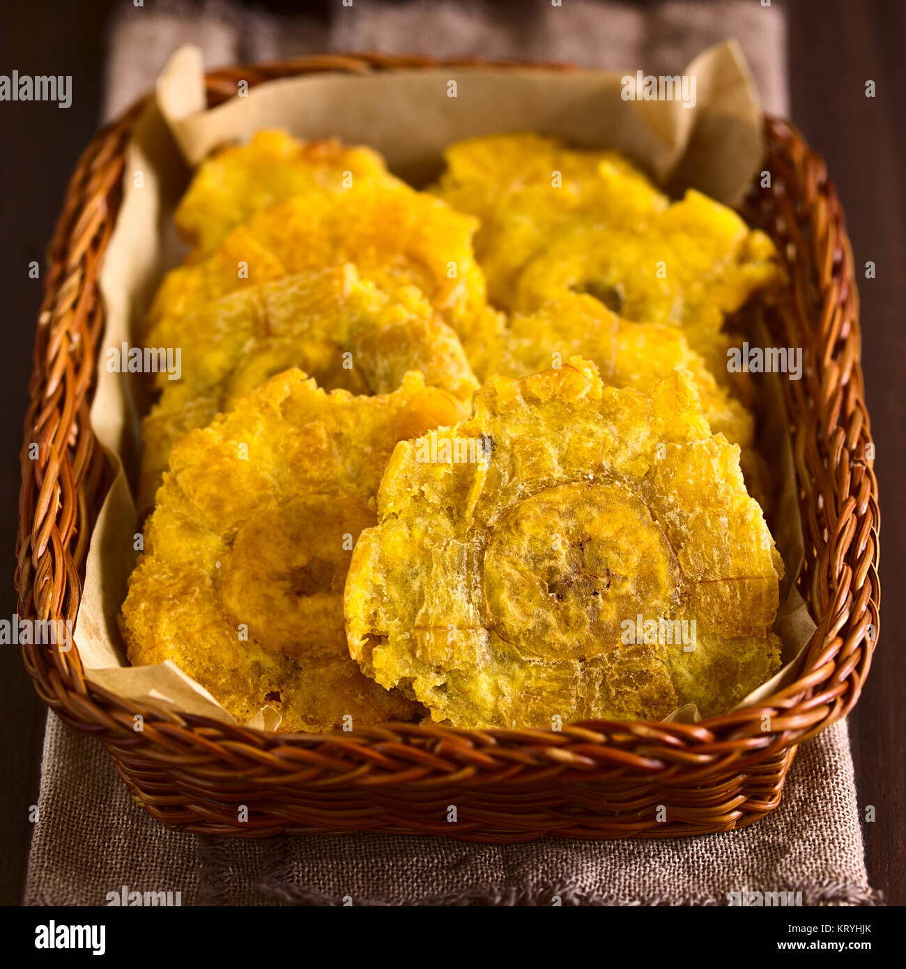Tranches de plantain frit Patacon Banque D'Images